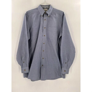 NEW Men’s LL Bean Button Up Shirt Blue Houndstooth Long Sleeve SIZE Medium Tall
